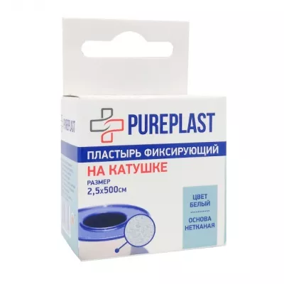 Pureplast пластырь фиксирующий на нетканой основе, (2,5х500см)