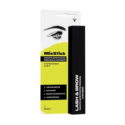 MisStick масло для роста ресниц и бровей с персиковым маслом, 10мл