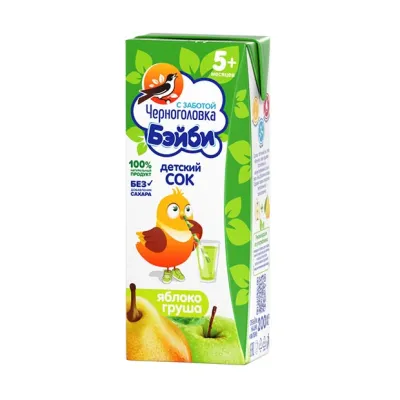 Черноголовка Бэйби сок яблоко-груша (5+мес), 200мл