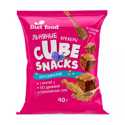Льняные кубики бородинские, 40г