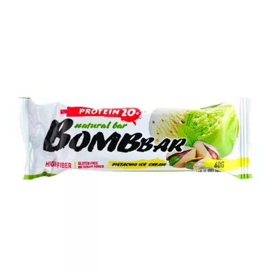 Bombbar батончик протеиновый неглазированный вкус фисташковый пломбир, 60г