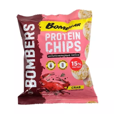 Bombbar чипсы протеиновые цельнозерновые вкус краб, 50г