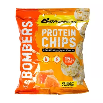 Bombbar чипсы цельнозерновые протеиновые вкус нежный сыр, 50г