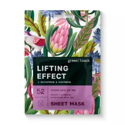 Green touch Lifting effect тканевая маска для лица с коллагеном и эластином, 24мл