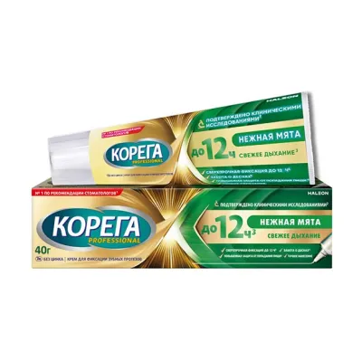 Корега Professional крем для фиксации зубных протезов нежная мята, 40г