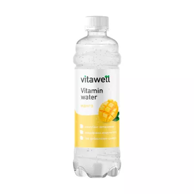 Vitawell Vitaminwater напиток с витаминами слабогазированный со вкусом манго, 0,5л