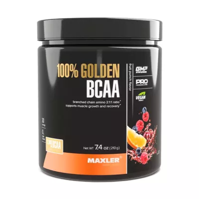 Maxler BCAA/БЦАА Golden 100% со вкусом фруктовый пунш, 210г