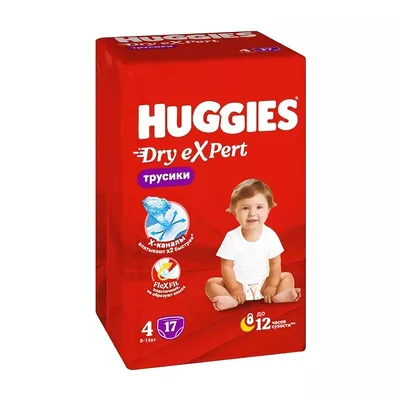 Huggies Dry Expert подгузники-трусики р.4 (9-14кг), 17шт