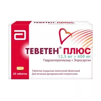 Изображение товара Теветен плюс таблетки покрыт. п/о 12,5мг+600мг, №28