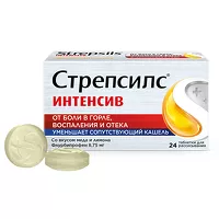 Изображение товара Стрепсилс Интенсив таблетки для рассасывания со вкусом меда и лимона, №24