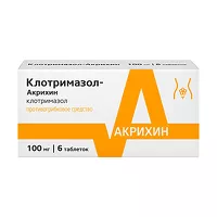 Изображение товара Клотримазол Акрихин таблетки вагинальные 100мг, №6