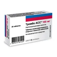Изображение товара Тромбо АСС таблетки покрыт. кишечнораств. плен. об. 100мг, №28