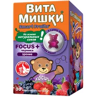 Изображение товара ВитаМишки Focus+ Черника пастилки жевательные, №30