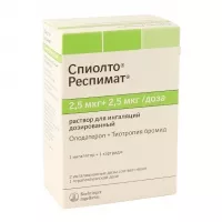 Изображение товара Спиолто Респимат раствор д/ингаляций 2,5мкг/доза+2,5мкг/доза, №1картр.+ингалятор