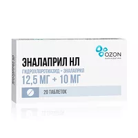Изображение товара Эналаприл-НЛ таблетки 10мг+12,5мг, №20 Озон