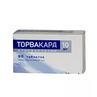 Изображение товара Торвакард таблетки покрыт. п/о 10мг, №90 Санека Фармасьютикал