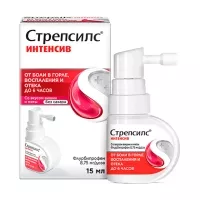 Изображение товара Стрепсилс Интенсив спрей д/местн. прим. со вкусом вишни и мяты 8,75мг/доза, 15мл