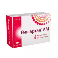 Изображение товара Телсартан АМ таблетки 80мг+5мг, №28