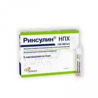 Изображение товара Ринсулин НПХ суспензия д/п/к введ. 100МЕ/мл, 3мл №5 картридж