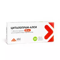 Изображение товара Циталопрам-Алси таблетки покрыт. п/о 20мг, №30