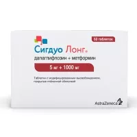 Изображение товара Сигдуо Лонг таблетки с модиф.высв.покрыт.п/о 5мг+1000мг, №60