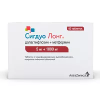 Изображение товара Сигдуо Лонг таблетки с модиф.высв.покрыт.п/о 5мг+1000мг, №60