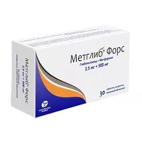 Изображение товара Метглиб Форс таблетки покрыт. п/о 2,5мг+500мг, №30