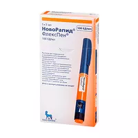 Изображение товара НовоРапид ФлексПен раствор для в/в и п/к введ. 100ЕД/мл, 3мл №5 Ново Нордиск