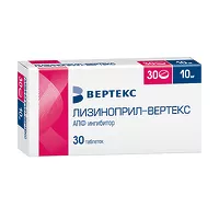 Изображение товара Лизиноприл-Вертекс таблетки 10мг, №30