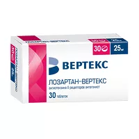 Изображение товара Лозартан-Вертекс таблетки п/о 25мг, №30