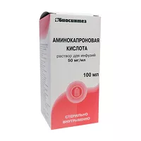 Изображение товара Аминокапроновая кислотараствор д/инфузий 5%, 100мл, Биосинтез