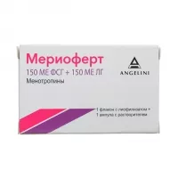 Изображение товара Мериоферт лиофилизат д/пригот. р-ра д/инъекций 150МЕ ФСГ+150МЕ ЛГ, №1