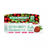 Изображение товара PresiDENT Kids Strawberry зубная паста для детей без фтора со вкусом клубники (3-6 лет), 50мл