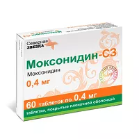 Изображение товара Моксонидин-СЗ таблетки покрыт. п/о 0,4мг, №60
