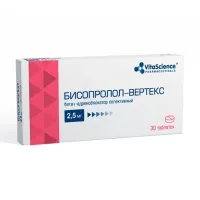 Изображение товара Бисопролол-Вертекс таблетки покрыт. п/о 2,5мг, №30