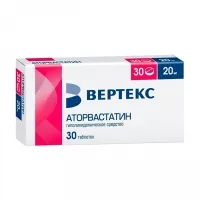 Изображение товара Аторвастатин-Вертекс таблетки покрыт. п/о 20мг, №30