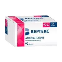 Изображение товара Аторвастатин-Вертекс таблетки покрыт. п/о 20мг, №90