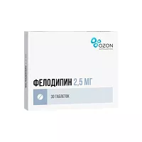 Изображение товара Фелодипин таблетки пролонг. действ. покрыт. п/о 2,5мг, №30 Озон