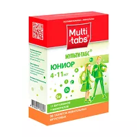 Изображение товара Мульти-табс Юниор таблетки жевательные фруктовый вкус 4-11лет, №30