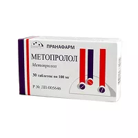 Изображение товара Метопролол таблетки 100мг, №30 Пранафарм