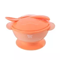 Изображение товара Roxy-kids набор для кормления (тарелка+ложка+крышка) цвет персик (8+мес)