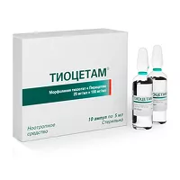 Изображение товара Тиоцетам раствор д/в/в и в/м введ. 25мг/мл+100мг/мл, 5мл №10 Озон