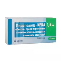 Изображение товара Индапамид-КРКА таблетки с пролонг. высвоб. покрыт. п/о 1,5мг, №60