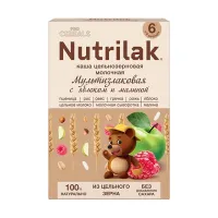 Изображение товара Nutrilak Procereals каша молочная мультизлаковая с яблоком и малиной цельнозерновая, без сахара (6+мес), 200г