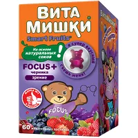 Изображение товара ВитаМишки Focus+ Черника пастилки жевательные, №60