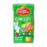 Изображение товара Сады Придонья сок яблочно-персиковый с мякотью (5+мес), 0.125л