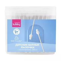 Изображение товара Lubby ватные палочки c ограничителем детские (0+), 100шт