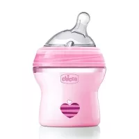 Изображение товара Chicco Natural Feeling бутылочка для кормления силиконовой соской (0+) цвет розовый, 150мл