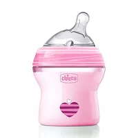 Изображение товара Chicco Natural Feeling бутылочка для кормления силиконовой соской (0+) цвет розовый, 150мл
