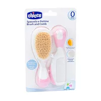 Изображение товара Chicco набор расческа+щётка с натур.щетинками (0+) цвет розовый